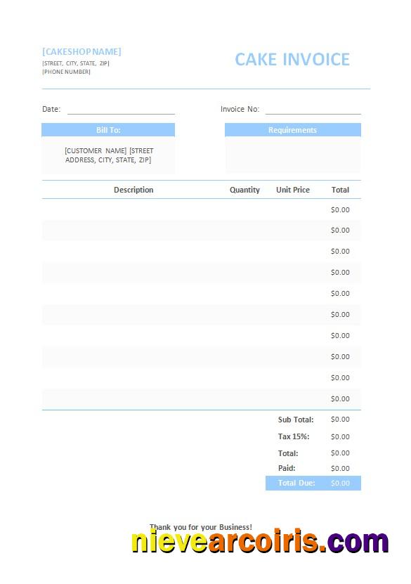 Free Cake Invoice